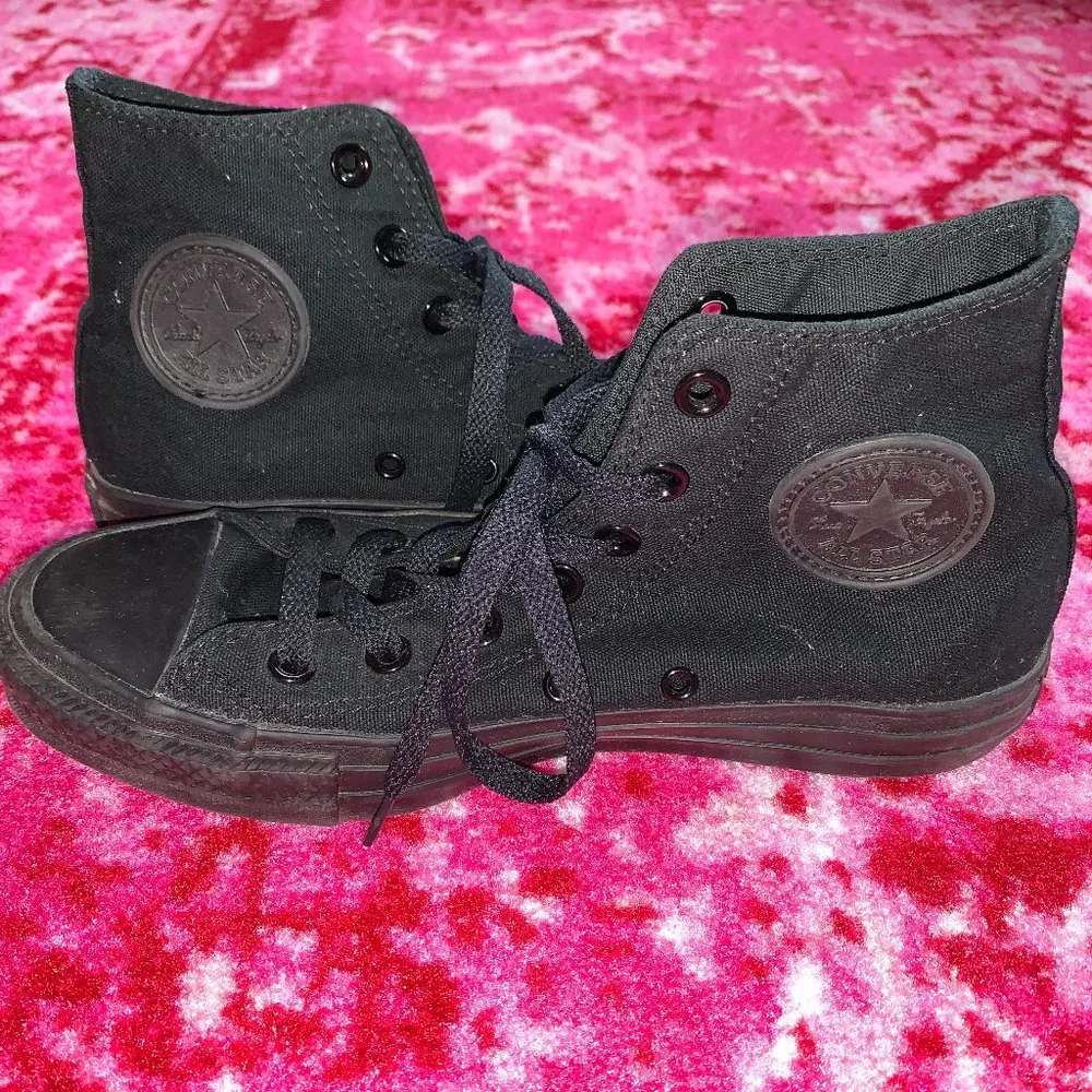 All Black Converse Chuck Taylor All Star High Tops - Picture 10 of 14